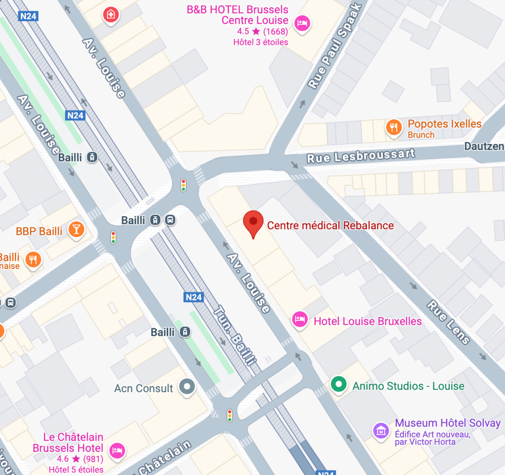 Trouvez votre direction vers le Centre médical Rebalance à l'aide de Google maps.
